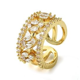 Brass Micro Pave Cubic Zirconia Ring, Long-Lasting Plated