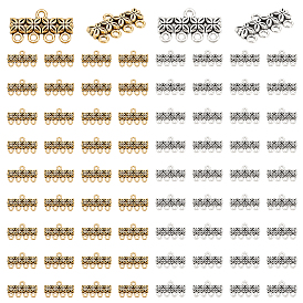 80 шт 2 цвета тибетский стиль сплав люстра компонент ссылки, прямоугольник с цветочным соединителем