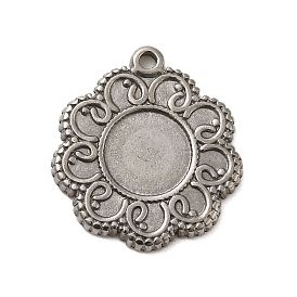 304 Stainless Steel Pendant Cabochon Settings, Flower Charm