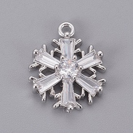 Латуни циркония кубической подвески, долговечный, Рождественские снежинки, прозрачные