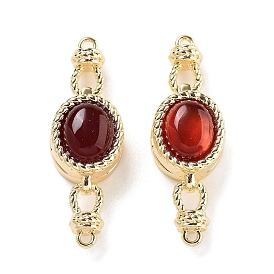 Brass Magnetic Clasps, with Natural Carnelian, Oval, Red