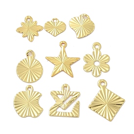 Rack Plating Brass Charms, Long-Lasting Plated, Lead Free & Cadmium Free, Real 18K Gold Plated, Mixed Shapes