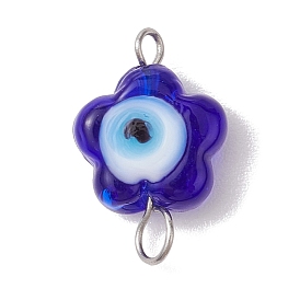 Handmade Blue Evil Eye Flower Lampwork Links Connector Charms