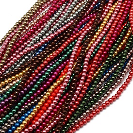 Eco-Friendly Spray Painted Glass Round Bead Strands, with Cotton Thread