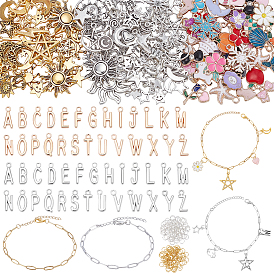 Kits de bijoux diy, y compris 304 des bracelets à chaînes en forme de trombone en acier inoxydable, Pendentif en alliage , pendants en alliage de zinc d'émail