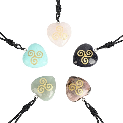 Saint Patrick's Day Natural & Synthetic Gemstone Pendant Necklaces, Heart