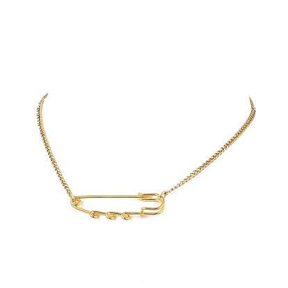 Кулон в виде железной булавки в виде килта 304 ожерелья из нержавеющей стали с панцирной цепью