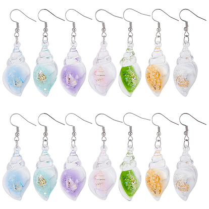 12пара 304 серьги-подвески в форме ракушки из нержавеющей стали, с акриловыми подвесками, цвет нержавеющей стали