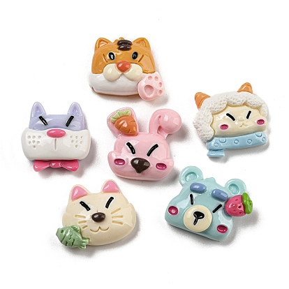 Animal Opaque Resin Decoden Cabochons, Rabbit & Dog & Cat Shape, Mixed Shapes