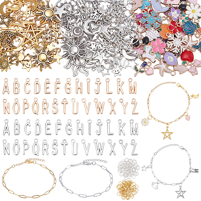 Kits de bijoux diy, y compris 304 des bracelets à chaînes en forme de trombone en acier inoxydable, Pendentif en alliage , pendants en alliage de zinc d'émail