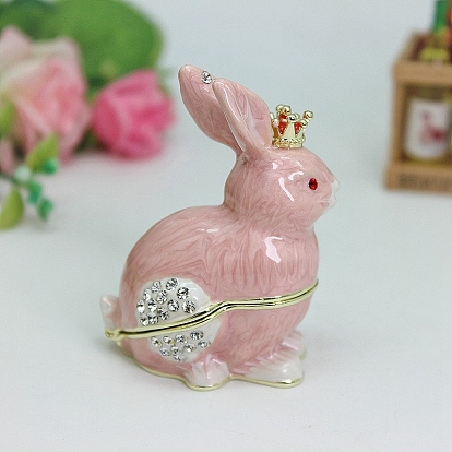 Rabbit Alloy Enamel Jewelry Storage Box, with Magnetic Clasps, Home Decoration