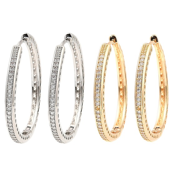 Латунные микро проложить серьги обруча кубического циркония