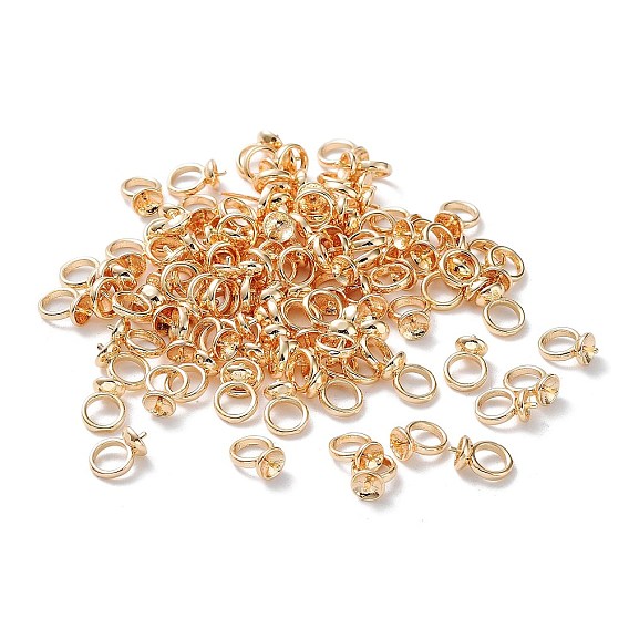 Brass Screw Eye Peg Bails Charms, for Half Drilled Bead, Nickel Free