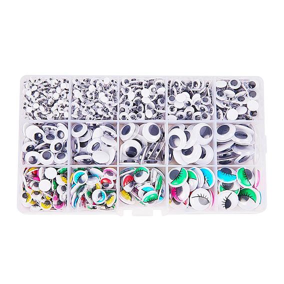 Plastic Wiggle Googly Eyes Buttons DIY Scrapbooking Crafts Toy Accessories with Label Paster on Back