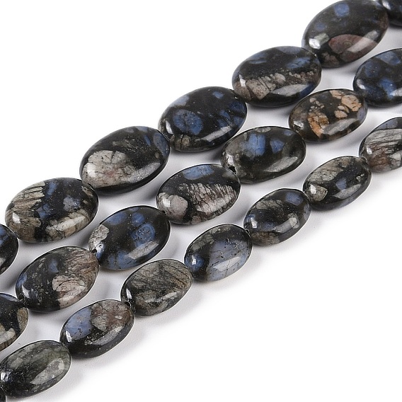 Бусы из натурального глаукофана, Плоско-овальные