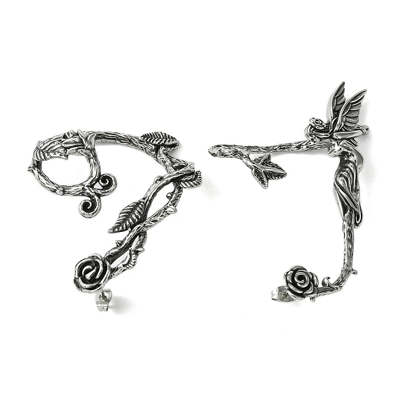 316 хирургические серьги-манжеты из нержавеющей стали., цветок, осталось