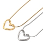 304 Stainless Steel Hollow Heart Pendant Necklace with Round Snake Chains