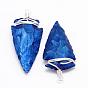 Electroplated Quartz Crystal Big Pendants, with Brass Finding, Arrowhead