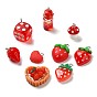 Resin Pendants, with Platinum Plated Iron Loops, Dice & Strawberry & Bear, Mixed Shapes