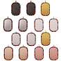 14Pcs 7 Colors Alloy Big Pendant Cabochon Settings, Plain Edge Bezel Cups, with Rhinestone, Rectangle