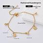 304 Tobilleras con dijes de acero inoxidable para mujer, dorado