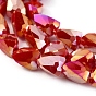 Electroplate Opaque Solid Color Glass Beads Strands, Full Rainbow Plated, Faceted, Triangle