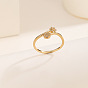 Sparkling CZ-studded Gold-plated Copper Ring for Women - Unique Design Jewelry