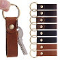 8Pcs 4 Colors Rectangle Cowhide Keychians, with Antique Bronze Alloy Split Key Rings