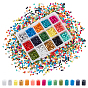 225G 2250Pcs 15 Style Cube Opaque Colours Glass Seed Beads, Round Hole