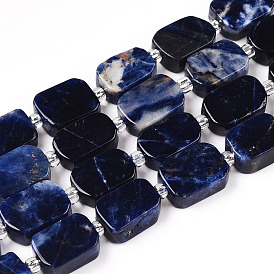 Natural Sodalite Beads Strands, with Seed Beads, Rectangle