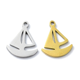 304 Stainless Steel Pendants, Laser Cut, Sailboat Charms