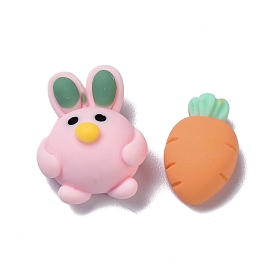 Opaque Resin Cabochons, for DIY Decoration, Rabbit & Radish