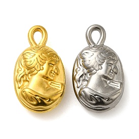 Ионное покрытие (ip) 304 подвески из нержавеющей стали, овал с женским шармом