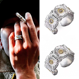 304 Открытые кольца для широкой манжеты из нержавеющей стали, цветок