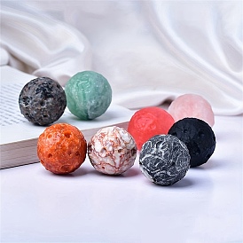Moon Meteorite Gemstone Crystal Ball, Reiki Energy Stone Display Decorations for Healing, Meditation, Witchcraft