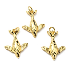 Brass Pendants, with Jump Ring, Long-Lasting Plated, Lead Free & Cadmium Free, Whale Charm