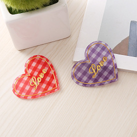 Valentine's Day Acrylic Pendants, Tartan Heart with Word LOVE