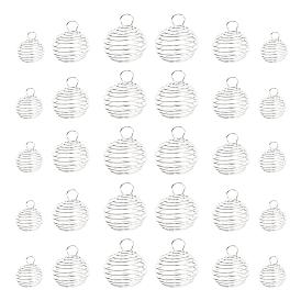 30Pcs Lantern Iron Wire Pendants Set, with 1pc Silver Polishing Cloth, Spiral Bead Cage