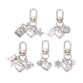 Tibetan Style Alloy Pendant Decorations, with Swivel Clasps, Heart/Rectangle/Butterfly