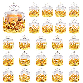 Transparent Plastic Candy Storage Boxes, Flat Round with Crown