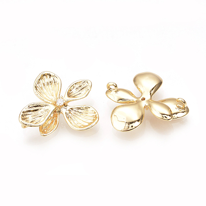 Brass Rhinestone Links/Connectors, Butterfly, Nickel Free, Real 18K Gold Plated