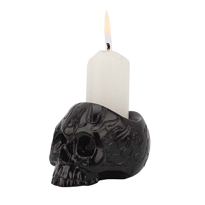 Halloween Theme Resin Candle Holders, Round Tealight Candlesticks, Skull Shape