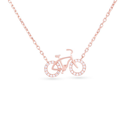 Tinysand 925 colliers pendentif vélo en argent sterling avec zircone cubique, avec la chaîne de câble, 17.82 pouce