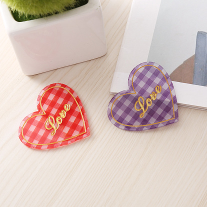Valentine's Day Acrylic Pendants, Tartan Heart with Word LOVE
