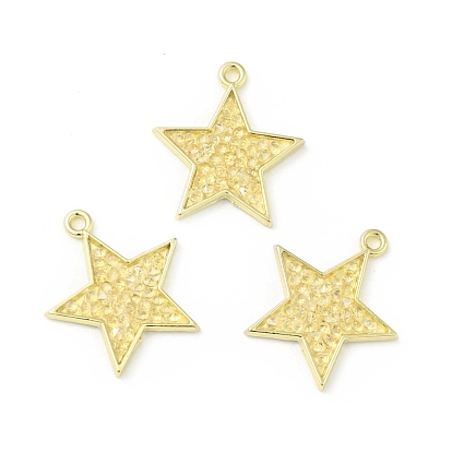 Rhinestone Pendants, with Light Gold Plated Brass Findings, Star, Cadmium Free & Lead Free