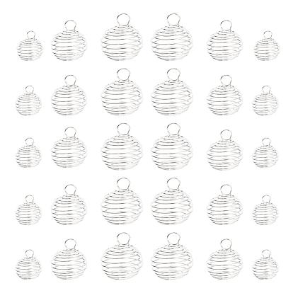 30Pcs Lantern Iron Wire Pendants Set, with 1pc Silver Polishing Cloth, Spiral Bead Cage