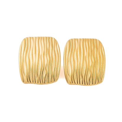 Ионное покрытие (ip) 304 серьги-гвоздики из нержавеющей стали для женщин, текстурированный прямоугольник