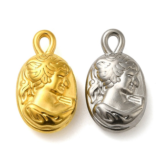 Ионное покрытие (ip) 304 подвески из нержавеющей стали, овал с женским шармом