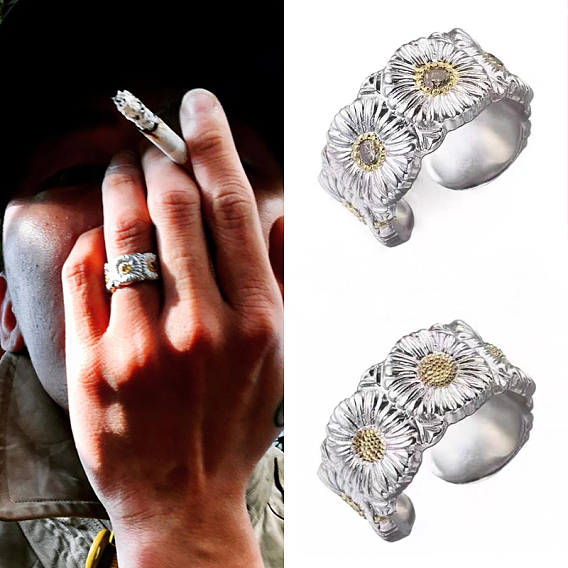 304 Открытые кольца для широкой манжеты из нержавеющей стали, цветок