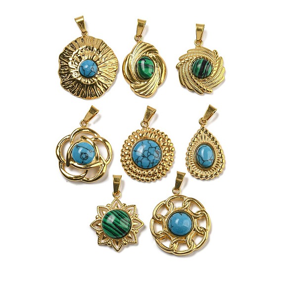 Синтетический драгоценный камень подвески, золотые